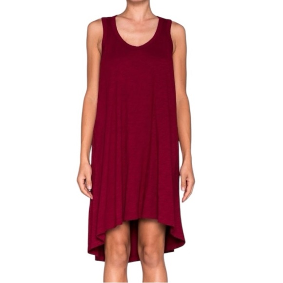Wilt Original Hi-Lo Oversized Relaxed Lagenlook Tank Dress - Burgundy - Large - Picture 1 of 10